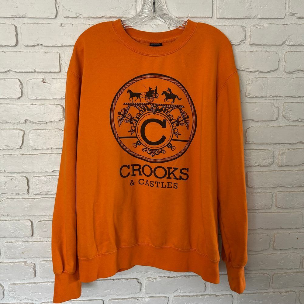 Crooks & Castles Men's Orange Crew‎ Neck Sweatshirt Size XL Tall